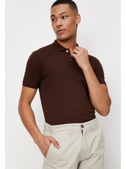 max - Slim Fit Brown Polo T-Shirt