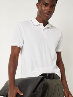 max - Solid White Polo T-Shirt