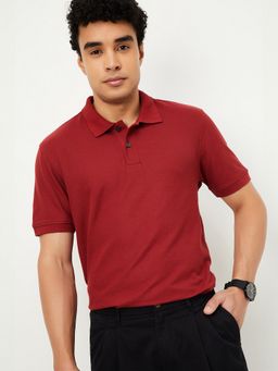 max - Textured Red Polo T-Shirt