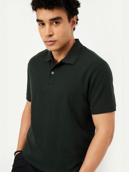 max - Textured Regular Fit Olive Polo T-Shirt
