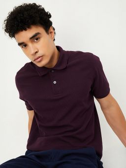 max - Textured Regular Fit Wine Polo T-Shirt