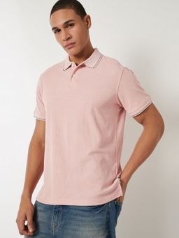 max - Textured Regular Fit Peach Polo T-Shirt