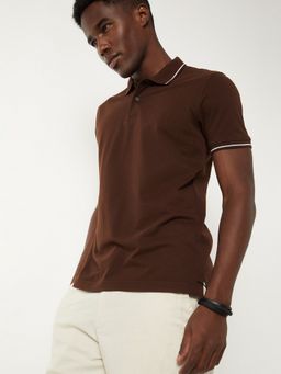 max - Solid Brown Polo T-Shirt