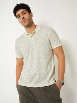 max - Printed Off White Polo T-Shirt