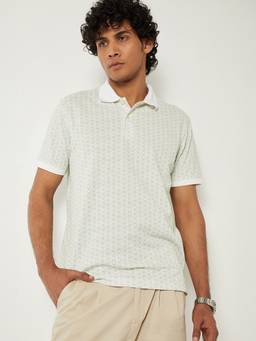 max - Printed White Polo T-Shirt