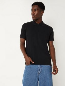 max - Solid Black Polo T-Shirt