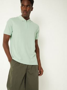max - Textured Green Polo T-Shirt