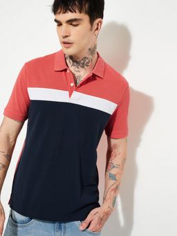 max - Colour block Red Polo T-Shirt