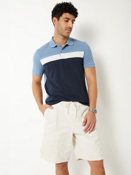max - Colour block Navy Blue Polo T-Shirt
