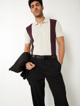 max - Colour block Beige Polo T-Shirt