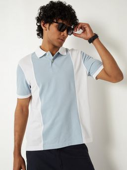 max - Colour block Blue Polo T-Shirt