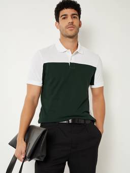 max - Colour block Green Polo T-Shirt