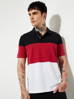 max - Colour block Black Polo T-Shirt