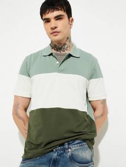 max - Striped Olive Polo T-Shirt
