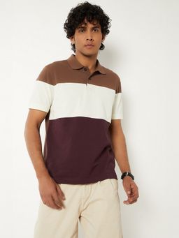 max - Colour block Brown Polo T-Shirt