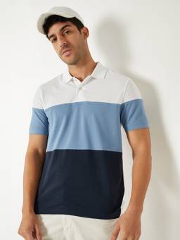 max - Colour block White Polo T-Shirt