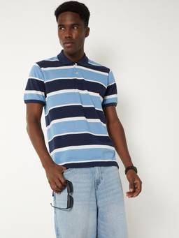 max - Striped Blue Polo T-Shirt
