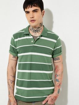 max - Striped Olive Polo T-Shirt