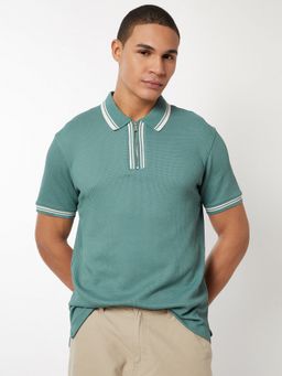 max - Textured Green Polo T-Shirt