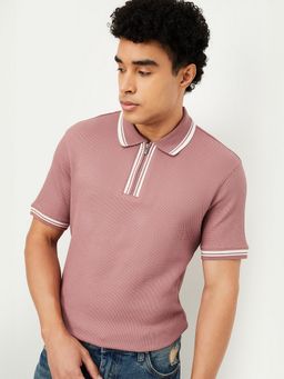 max - Textured Peach Polo T-Shirt
