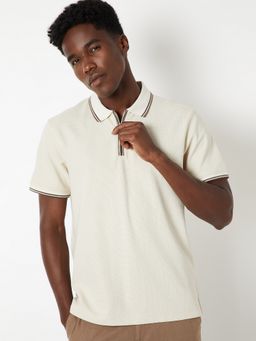 max - Textured Regular Fit White Polo T-Shirt