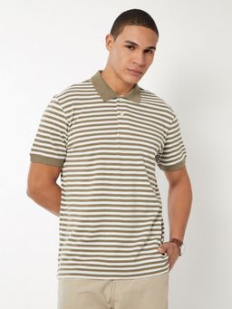 max - Striped Regular Fit Beige Polo T-Shirt
