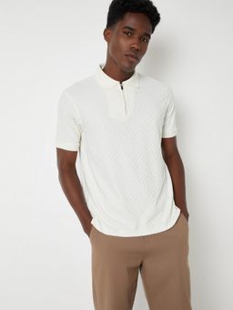 max - Textured Regular Fit White Polo T-Shirt