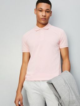 max - Solid Slim Fit Pink Polo T-Shirt