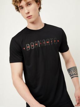 max - Printed Slim Fit Sports Black T-Shirt