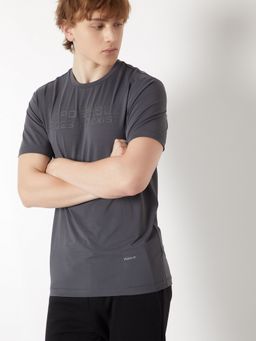 max - Printed Slim Fit Sports Grey T-Shirt