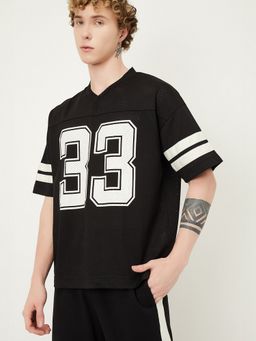 max - Mesh Boxy Fit Sports Black T-Shirt