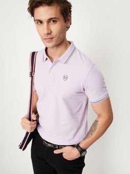 max - Contrast Tipping Lavender Polo T-Shirt