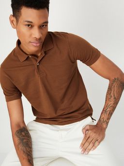 max - Slim Fit Solid Yellow Polo T-Shirt