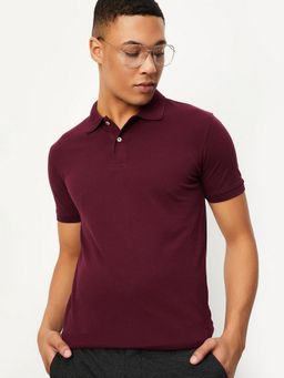 max - Slim Fit Solid Wine Polo T-Shirt
