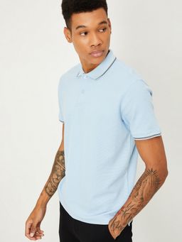 max - Regular Fit Solid Blue Polo T-Shirt