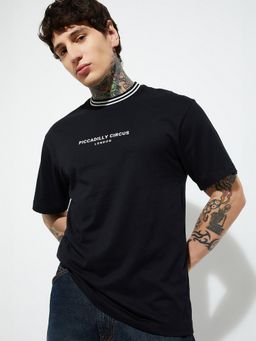 max - Urb_N Printed Relaxed Fit Black T-Shirt