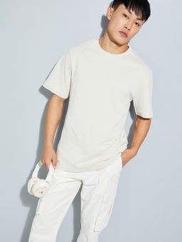 max - Urb_N Textured Off White T-Shirt