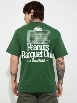 max - Urb_N Peanuts Print Oversized Green T-Shirt