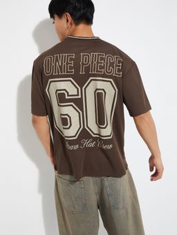 max - Urb_N One Piece Print Oversized Brown T-Shirt