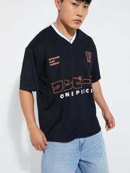 max - Urb_N One Piece Print Oversized Black T-Shirt