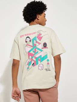 max - Urb_N Squid Games Printed Beige T-Shirt
