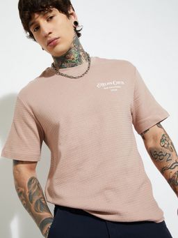 max - Urb_N Textured Pink T-Shirt