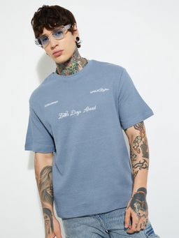 max - Urb_N Textured Blue T-Shirt
