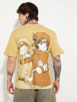 max - Urb_N Naruto Print Oversized Yellow T-Shirt