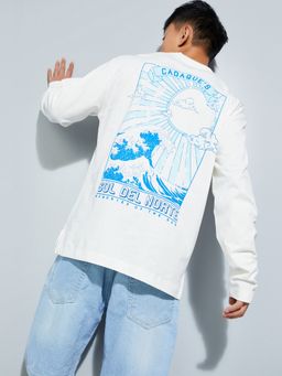 max - Urb_N Back Print Oversized Off White T-Shirt
