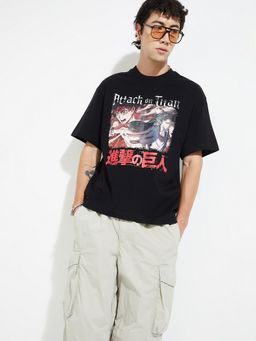 max - Urb_N Levi Attack On Titan Oversized Black T-Shirt