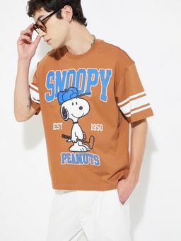 max - Urb_N Snoopy Print Oversized Orange T-Shirt