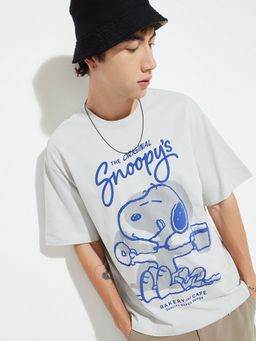 max - Urb_N Snoopy Print Oversized Grey T-Shirt