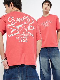 max - Urb_N Snoopy Print Oversized Red T-Shirt