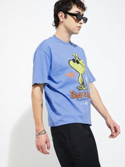 max - Urb_N Snoopy Print Oversized Blue T-Shirt